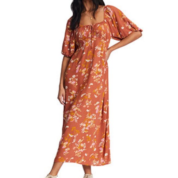 Billabong Dresses & Skirts - Billabong True Romance Printed Midi Dress in rust orange